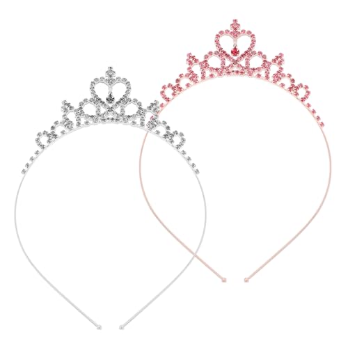 Prinzessin Tiara Krone Damen, 2 Stück Strass Kristall Perle Tiara, Haar Tiara Strass Hoop, Herzkrone, Tiara Kopf Krone Rosa Diamanten Tiara Kristall für Frauen Hochzeit Abschlussball Party von salbsever