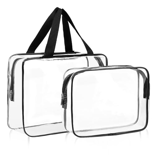 2 Stück Kosmetiktasche Transparent Kosmetiktasche Durchsichting, Flugzeug PVC Kosmetiktasche Wasserdicht Schminktasche Transparent Reiseset Kulturbeutel für Damen Herren von salbsever