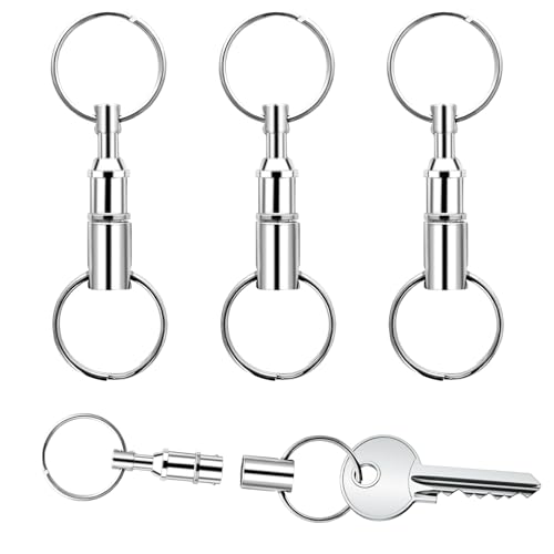 salbsever 4 Stück Schlüsselanhänger Mit Schnellverschluss Abnehmbare Schlüsselanhänger Quick Release Keychain Doppelendig Auseinanderziehbarer Metall Schlüsselanhänger für Familie Reisen Büro von salbsever