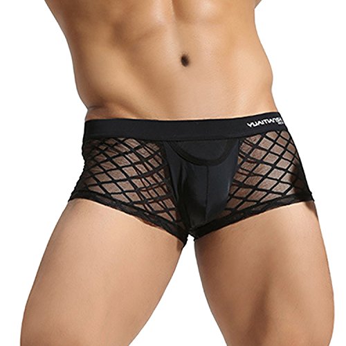 sandbank Herren Sexy Dessous Mesh Transparent Boxer Briefs Unterwäsche Höschen Black UK L(Tag XL) von sandbank