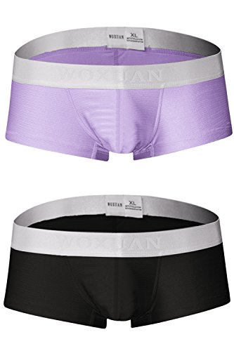 sandbank Herren Boxershorts, niedrige Taille, Eisseide, Unterwäsche, sexy Höschen, glatt, atmungsaktiv, Nylonbeutel, 4 Stück Gr. M, 2 Pack-Gemischte Farbe Nr. 1. von sandbank