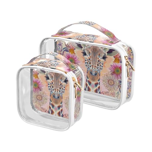 sanluoli 2 Stück transparente Kosmetiktasche im Boho-Stil, Blume, Giraffe, für Herren, Reise-Kulturbeutel, TSA-zugelassen, multifunktionale Kosmetiktasche, Reise-Kosmetiktasche, Flughafen sanluoli 2 Stück transparente Kosmetiktasche im Boho-Stil, Blume, Giraffe, für Herren, Reise-Kulturbeutel, TSA-zugelassen, multifunktionale Kosmetiktasche, Reise-Kosmetiktasche, Flughafen von sanluoli