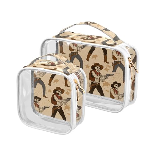 sanluoli Kulturbeutel für Herren, Retro, Cowboy-Schädel, TSA-geprüft, transparent, für Reisen, Beige, Retro, Western-Cowboy-Schädel, 2 Stück, Beige Retro Western Cowboy Totenkopf sanluoli Kulturbeutel für Herren, Retro, Cowboy-Schädel, TSA-geprüft, transparent, für Reisen, Beige, Retro, Western-Cowboy-Schädel, 2 Stück, Beige Retro Western Cowboy Totenkopf von sanluoli