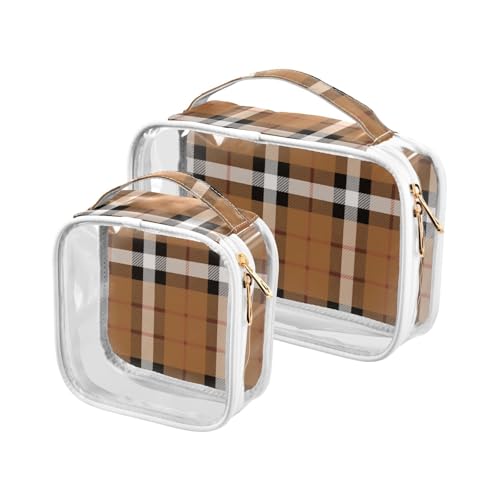 sanluoli Kulturbeutel für Herren, transparent, schwarz, weiß, braun, kariert, TSA-geprüft, wasserdicht, große Kosmetiktasche, Rasierset, Schwarz, Weiß, Braun, kariert, 2 Stück, Schwarz-weiß-braunes sanluoli Kulturbeutel für Herren, transparent, schwarz, weiß, braun, kariert, TSA-geprüft, wasserdicht, große Kosmetiktasche, Rasierset, Schwarz, Weiß, Braun, kariert, 2 Stück, Schwarz-weiß-braunes von sanluoli