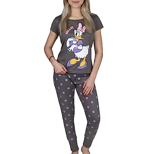 Disney Daisy Damen-Pyjama aus Baumwolle mit Langer Hose, grau L von sarcia.eu