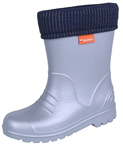 Silberfarbene gefütterte Gummistiefel für Kinder DINO DEMAR 20/21 EU von sarcia.eu