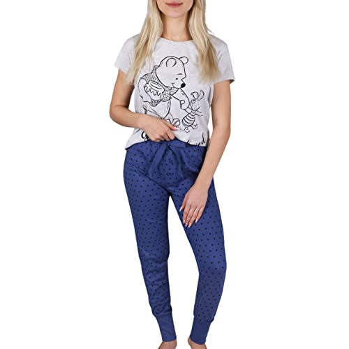 Winnie The Pooh Disney Schlafanzug aus Grauer und marineblauer Baumwolle mit Tupfen für Damen L von sarcia.eu