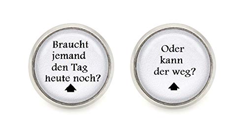 Unisex Edelstahl Ohrstecker " Braucht Jemand den Tag heute noch ? Oder kann der Weg ? " Spruch Ohrringe silberfarben von schmuck-stadt