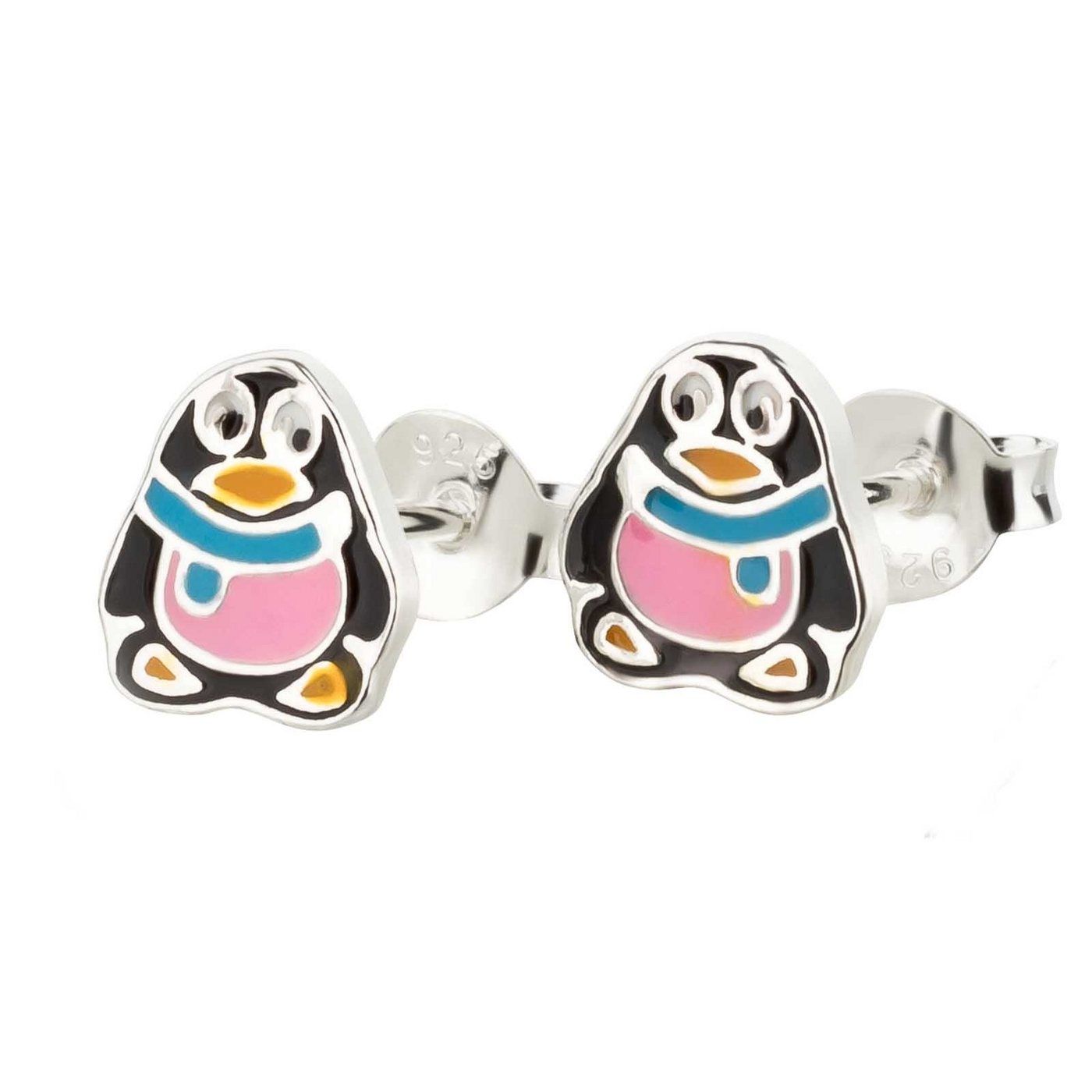 schmuck23 Paar Ohrstecker Kinder Ohrringe Pinguin Schal 925 Silber, Kinderschmuck, Mädchen, Weihnachten, Geschenk von schmuck23