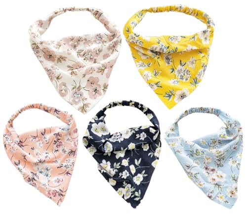 scicent Stirnband 5 Stück Mode Haarband Bandana Florales Haar Schal Boho-Kopfband Vintage-Stirnbänder Elastischen Haarzubehör für Mädchen und Frauen - 23818 von scicent