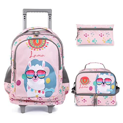 seastig Rollender Rucksack für Mädchen und Jungen Rollender Rucksack für Kinder 18-Zoll-Doppelgriff-Rucksack mit Rollen Kindergepäcktasche von seastig