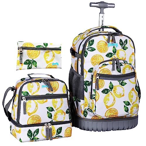 seastig Rolling Backpack 18in Rollrucksack mit Lunchtasche und Federmäppchen-Set Rollrucksack Laptop-Rucksack Erwachsene Kinder von seastig