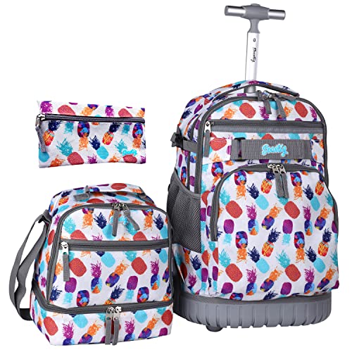 seastig Rolling Backpack 18in Rollrucksack mit Lunchtasche und Federmäppchen-Set Rollrucksack Laptop-Rucksack Erwachsene Kinder von seastig