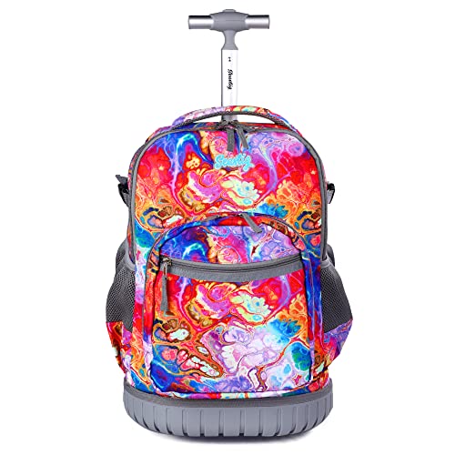 seastig Rollrucksack 18 Zoll Rollrucksack Rollrucksack Handgepäcktasche Laptop-Rucksack für Erwachsene Kinder Klassenfahrt von seastig