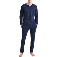 Seidensticker Herren Schlafanzüge blau Jersey-Baumwolle unifarben von seidensticker