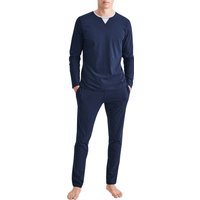 Seidensticker Herren Schlafanzüge blau Jersey-Baumwolle unifarben von seidensticker