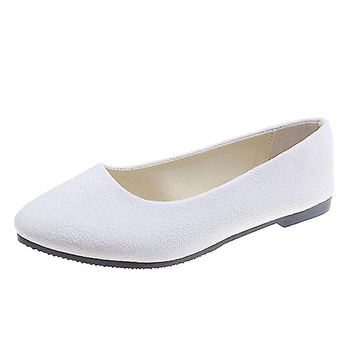 seiveini Ballerinas Damen Ballet Flat Elegant Flache Schuhe Weiches Bequeme Frauen Flats Damen Klassische Einfarbig Ballerinas Geschlossene Ballerinas mit Komfort Innensohle A Weiß 38 EU von seiveini