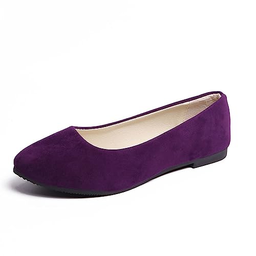 seiveini Damen Ballerinas Slip On Flache Schuhe Pumps Spitzer Zehe Schuhe für Damen Flache Bequeme Arbeitsschuhe Elegant Damen Geschlossene Ballerinas Frühling Herbst A Dunkelviolett 37 EU von seiveini