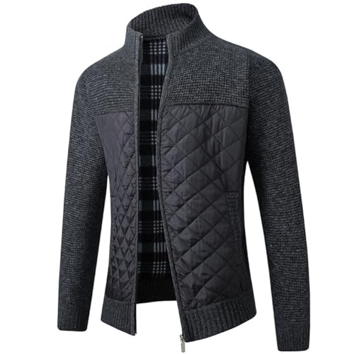 seiveini Herren Cardigan mit Stehkragen und Reißverschluss Winter Warm Strickjacke für Herren Gefüttert mit Plüsch Gestricktjacke in Mehreren Farben Sweatjacke Winterjacke Outdoorjacke A Schwarz M von seiveini