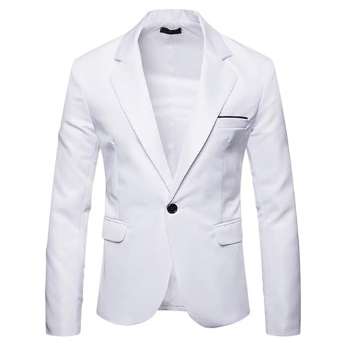 seiveini Herren Karierte Sakko Knopf Slim Fit Blazer Männer Business Anzugjacke Herren Sakko Sportlich Fit Männer Blazer Modern Freizeit Leichte Jackett C Weiß XL von seiveini