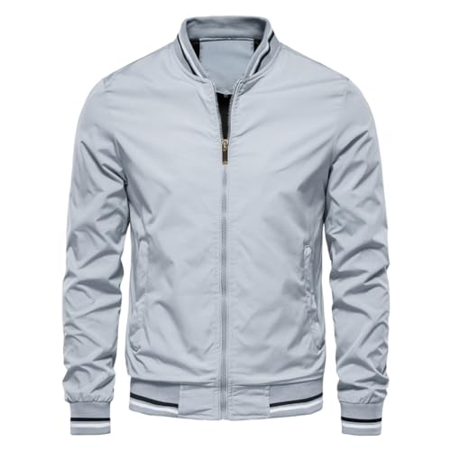 seiveini Jacke Herren Kurz Herbstjacke Workout Dünn Mantel Warme Quilted Jacke Übergangsjacke Leichtjacke Cargo Jacke Männer Fliegerjacke Windbreaker D Hellblau L von seiveini