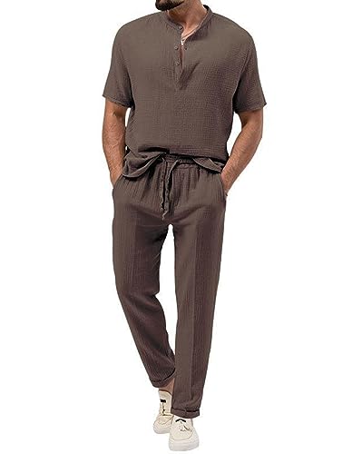 seiveini Leinen Freizeitanzug Herren Leinenanzug Sommer 2-Teiliges Leinen Hemd Kurzarm und Strandhose aus Baumwolle und Leinen Hausanzug Yoga Anzug Strand Anzug B Braun XL seiveini Leinen Freizeitanzug Herren Leinenanzug Sommer 2-Teiliges Leinen Hemd Kurzarm und Strandhose aus Baumwolle und Leinen Hausanzug Yoga Anzug Strand Anzug B Braun XL von seiveini