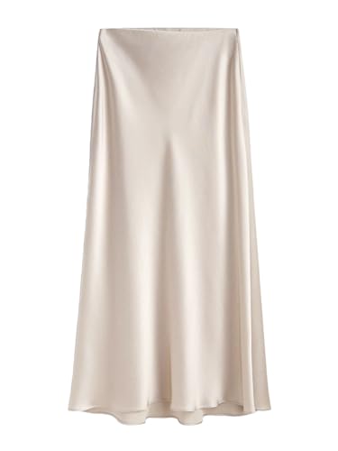 seiveini Rock Damen Lang Bleistiftrock Elegant Hohe Taille Sommer Satin Röcke für Cocktail Party Abend B Beige S seiveini Rock Damen Lang Bleistiftrock Elegant Hohe Taille Sommer Satin Röcke für Cocktail Party Abend B Beige S von seiveini