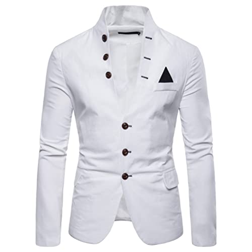 seiveini Sakko Herren Sportlich Slim Fit Jackett für Freizeit Blazer Sportsakko Herren Sakko Sportlich Slim Fit Männer Blazer Modern Freizeit Leichte Jackett mit Knöpfe A Weiß M von seiveini