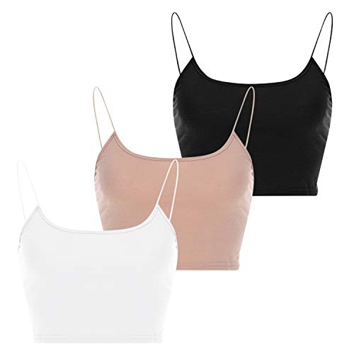 semen 3er Pack Damen Spaghetti Träger Tops Stretch Bustier aus Baumwolle Tank Tops Basic Unterhemd von semen