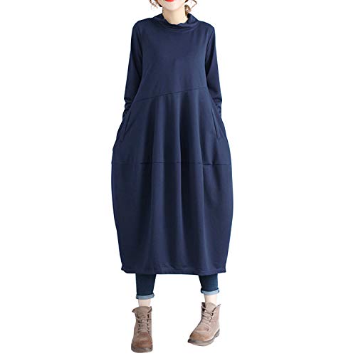 semen Damen Ballonkleider Lang Stehkragen Langarm Ballon Kleider mit Taschen Casual Boho Midikleider semen Damen Ballonkleider Lang Stehkragen Langarm Ballon Kleider mit Taschen Casual Boho Midikleider von semen