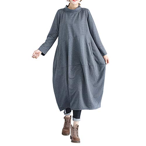 semen Damen Ballonkleider Lang Stehkragen Langarm Ballon Kleider mit Taschen Casual Boho Midikleider semen Damen Ballonkleider Lang Stehkragen Langarm Ballon Kleider mit Taschen Casual Boho Midikleider von semen