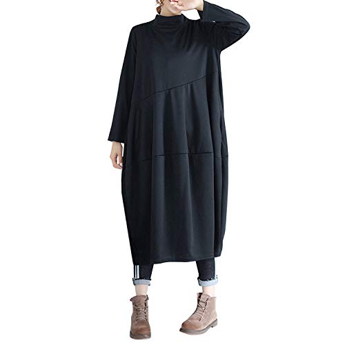 semen Damen Ballonkleider Lang Stehkragen Langarm Ballon Kleider mit Taschen Casual Boho Midikleider semen Damen Ballonkleider Lang Stehkragen Langarm Ballon Kleider mit Taschen Casual Boho Midikleider von semen