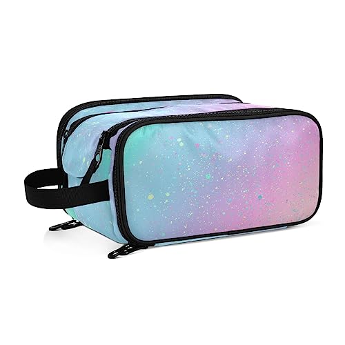 senya Einhorn Hintergrund mit Regenbogen Kulturbeutel Kosmetik Make-up Tasche Organizer, Große Reisetasche für Frauen Männer Toilettenartikel Zubehör Pinsel Werkzeuge, Mehrfarbig, Einheitsgröße von senya