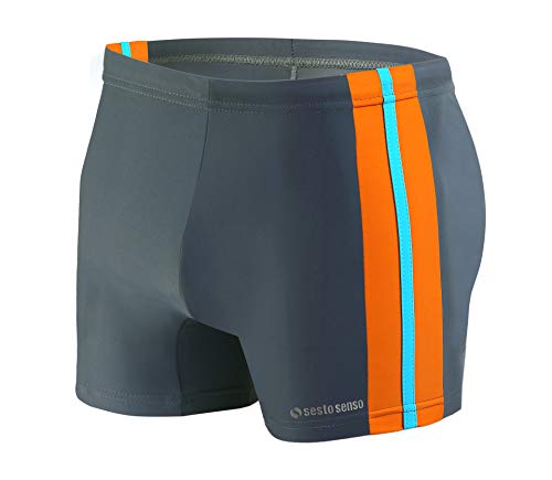 sesto senso Badehose Herren Eng Wettkampf Wasserdicht Schwimmhose M bis 4XL Enganliegende Bademode BD 382 XL Grau Graphit von sesto senso