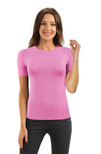 sesto senso Damen T-Shirt Kurzarm Rundhals Einfarbig Viskose XXL Rosa von sesto senso