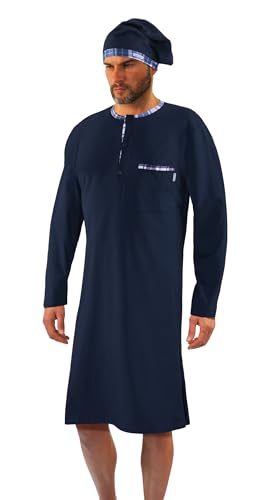sesto senso Herren Nachthemd mit Schlafmütze Langarm Schlafhemd Schlafanzug Hemd Marine und Kariert Lang XXL Dunkelblau sesto senso Herren Nachthemd mit Schlafmütze Langarm Schlafhemd Schlafanzug Hemd Marine und Kariert Lang XXL Dunkelblau von sesto senso