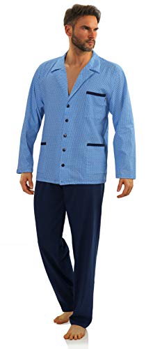 sesto senso Herren Pyjama mit Knopfleiste Lang Baumwolle Schlafanzug Knöpfen 3XL, 2210/15 von sesto senso