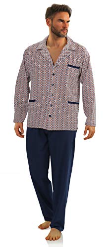 sesto senso Herren Pyjama mit Knopfleiste Lang Baumwolle Schlafanzug Knöpfen 3XL, 2385/15 von sesto senso