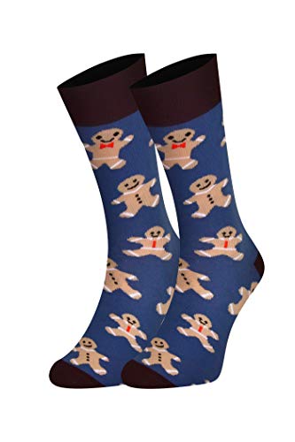 sesto senso Lustige Baumwolle Socken Damen Herren Bunte Ungleiche Funny Socks Weihnachts Plätzchen 43-46 Kekse von sesto senso