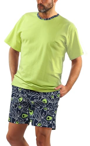 sesto senso Schlafanzug Herren Kurz grün Baumwolle Pyjama Sommer Kurzarm 3XL 2422-22 von sesto senso