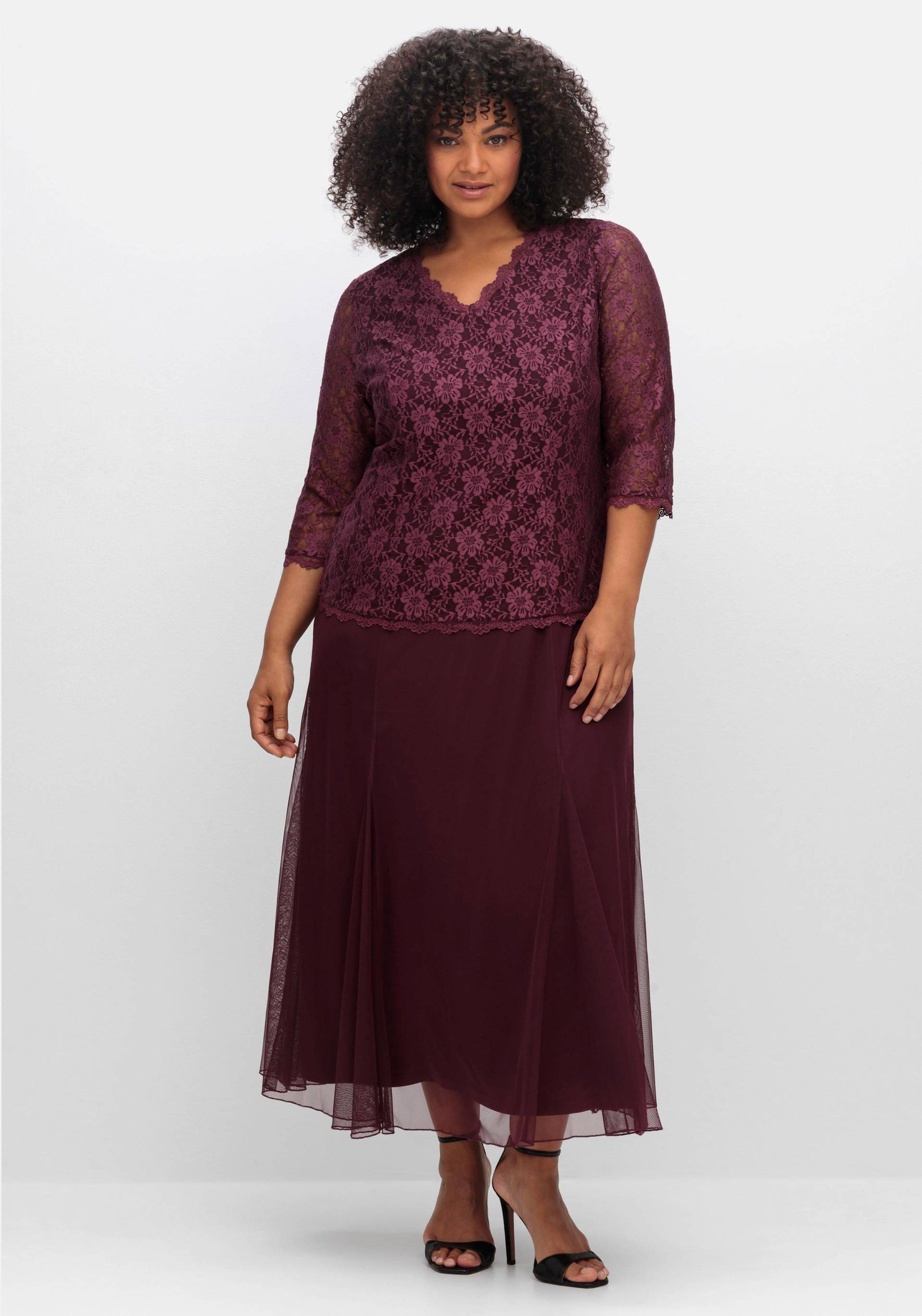 Große Größen: Abendkleid mit Spitzenoberteil und Chiffonrock, aubergine, Gr.40-58 Große Größen: Abendkleid mit Spitzenoberteil und Chiffonrock, aubergine, Gr.40-58 von sheego