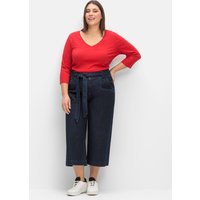 Große Größen: Jeans-Culotte im Curvy-Schnitt ELLA  mit Bindegürtel, dark blue Denim, Gr.40-58 von sheego