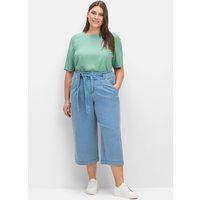 Große Größen: Jeans-Culotte im Curvy-Schnitt ELLA  mit Bindegürtel, light blue Denim, Gr.40-58 von sheego