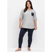Große Größen: Set aus Schlafshirt und Leggings, marine+grau meliert, Gr.40/42-60/62 Große Größen: Set aus Schlafshirt und Leggings, marine+grau meliert, Gr.40/42-60/62 von sheego