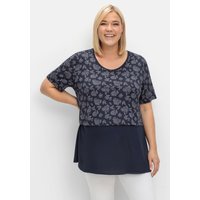 Große Größen: Stillshirt in Lagenoptik, aus Viskosejersey, tiefblau, Gr.40/42-60/62 Große Größen: Stillshirt in Lagenoptik, aus Viskosejersey, tiefblau, Gr.40/42-60/62 von sheego