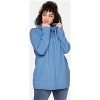 Große Größen: Sweatshirt mit Stehkragen, in Waffelpiqué-Optik, jeansblau, Gr.40/42-56/58 von sheego