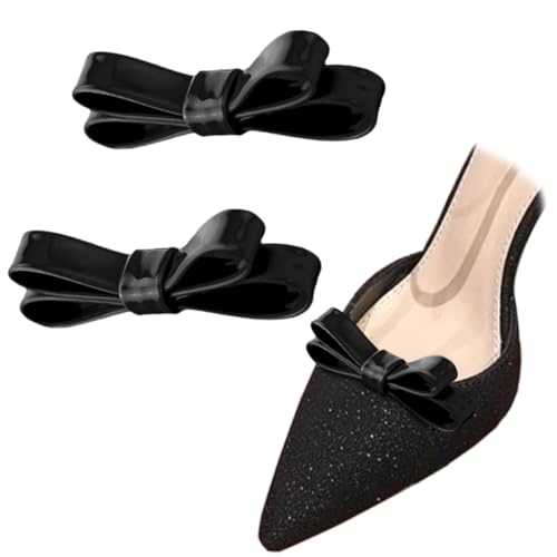 1 Paar PU-Leder-Schuh-Clips, abnehmbare Schuhdekoration, Schnalle, modisches Damen-Schuhzubehör für Hochzeit, Party, Schwarz, One Size, Leder, Kein Edelstein von sheoklips