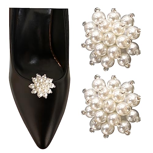 1 Paar Schuhclips mit exquisiten Perlen, Blumen, abnehmbar, für Damen, Schuhe, Hochzeit, Zubehör, Perle, kein Edelstein, Perle, Kein Edelstein von sheoklips