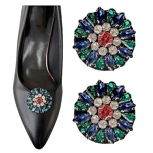 1 Paar runde Schuhclips Perlen Strass Schuhschnalle Vintage Damen Schuhzubehör Abnehmbare Schuhblume für Pumps, Strass, Kein Edelstein von sheoklips