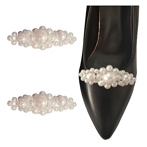 Perlen Schuhclips für Damen, abnehmbare Schuhzubehör, Schuhschnalle für Schuhdekoration, 2 Stück, Perle, kein Edelstein, Perle, Kein Edelstein von sheoklips